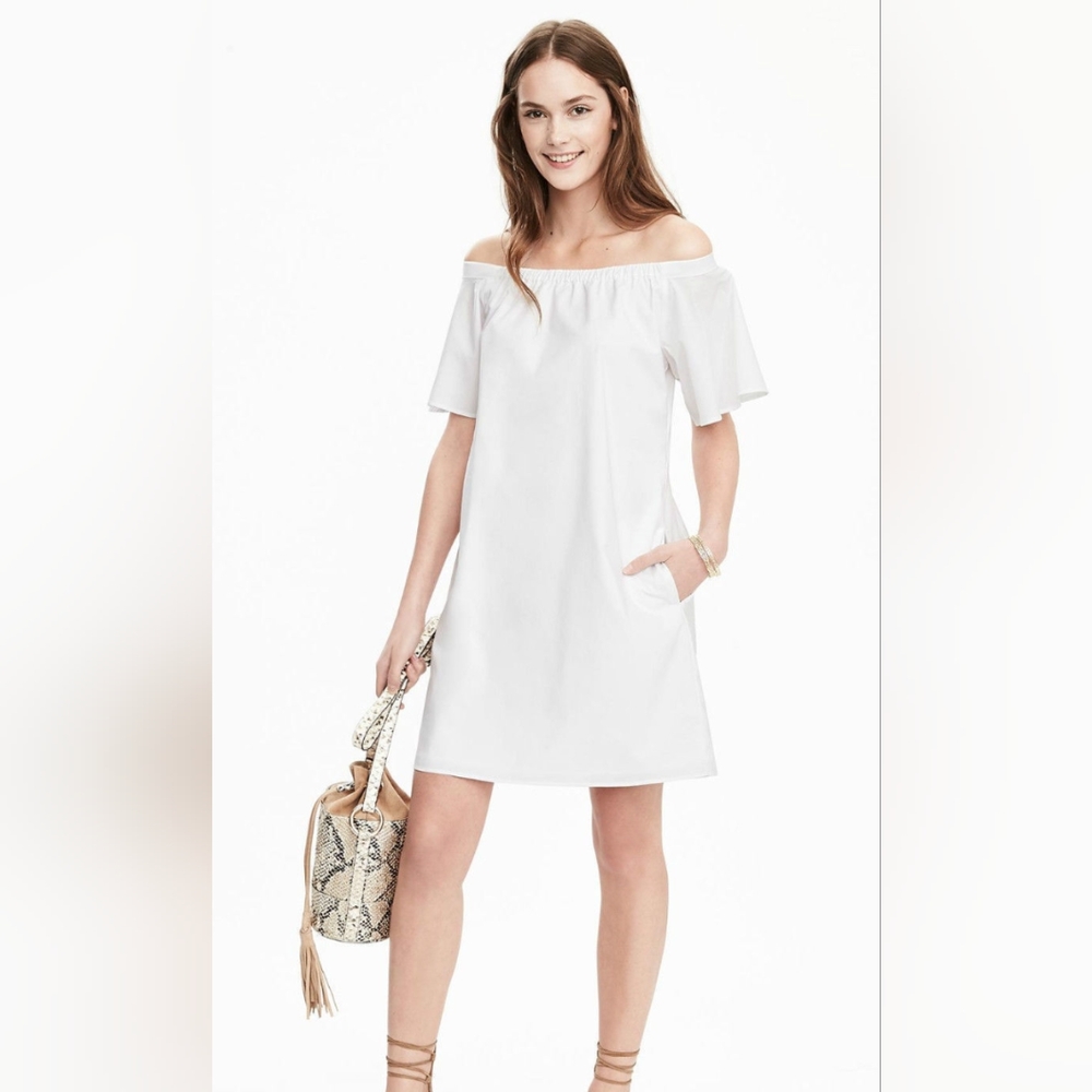 Banana Republic Off Shoulder Poplin Dress
